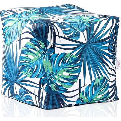 PUFRELAX Пуф, 130л. , Табуретка Куб XL - Tropical Leaves, Перящ се калъф, Водоустойчив, Пълнеж от Полистиролни перли, принт, 8273 (PUF-G-CXL-TEXP-TRO)