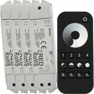 4x Sterownik Strefowy LED PILOT MONO 15A 12V 24V Dotykový stmívač Sada