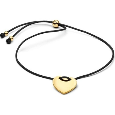 PANDORA Gravírovateľné zlaté srdiečko na čiernom nylone 564420C01-2