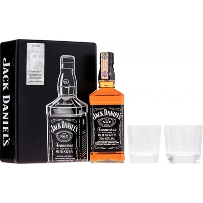 Jack Daniel's v plechu 40% 0,7 l (darčekové balenie 2 poháre)