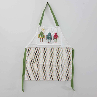 Clayre & Eef Dětská kuchyňská zástěra Roboti 48cm 56x56 cm