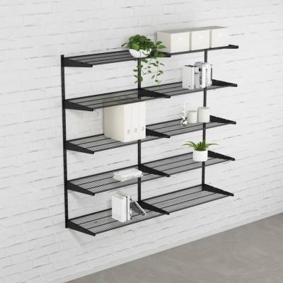 Walteco Nástěnná regálová sestava DOUBLE, 1500x1630 mm, černá 330 mm , SHBLD300