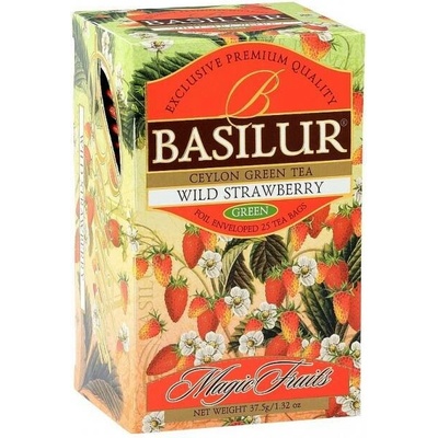 Basilur Aromatizovaný zelený čaj Magic Wild Strawberry porcovaný s přebalem 25 sáčků