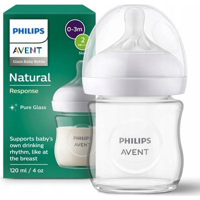 Avent Philips fľaša Natural Response sklenená transparentní 120 ml