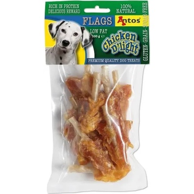 ANTOS Chicken D'light Flags - лакомство за куче - малки телешки пръчици с пилешко филе 100 гр - Нидерландия - 20162