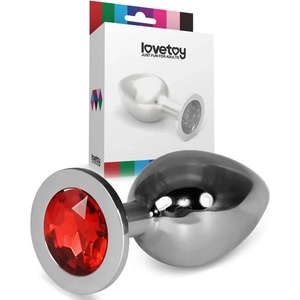  Метален плъг с кристали, размер L, 10, 2см. - Rosebud Classic Red (LVTOY00620)