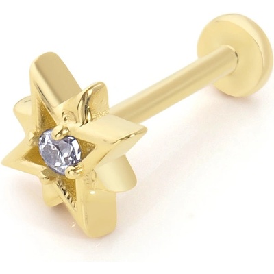Lillian Vassago Zlatý piercing labreta hvězda zdobená zirkonem LLV92-GPI074LB