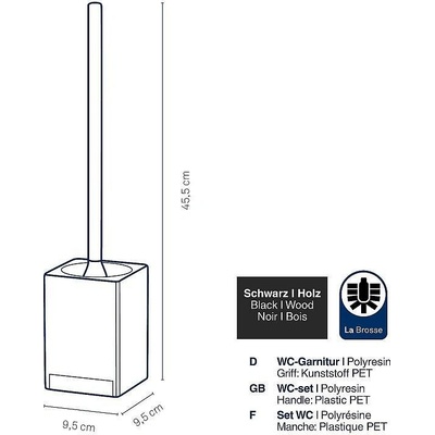 Kela WC sada Cube polyresin čierna