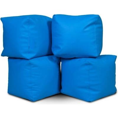 Ecopuf Taburetka - CUBE - L ekokoža E19 - Svetlo modrá
