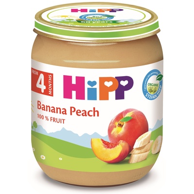 Hipp Био плодово пюре Hipp - Праскова и банан, 125 g (AL4396)