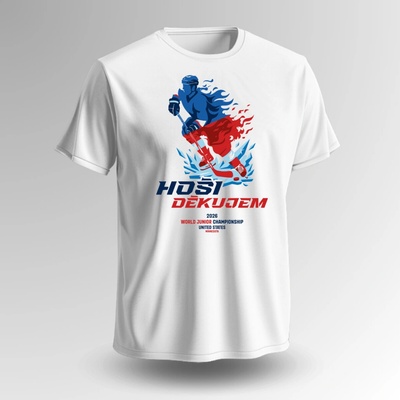 FansArena tričko HOŠI DĚKUJEM World Junior Championship MS 2026 White