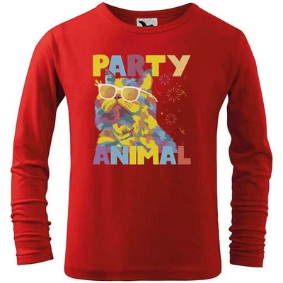 Dobrý triko dětské triko a potiskem Party animal Červená