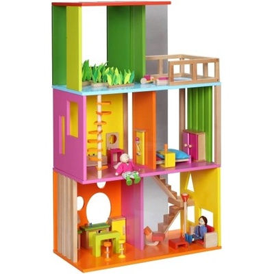 Classic World Модерна дървена къща за кукли