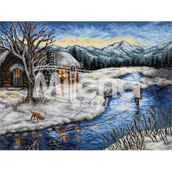 Milena Style Зимна хижа - гоблен със схема конци Ariadna 1: 4