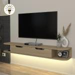 TopMebel Noland TopMebel меламинов стенен ТВ шкаф с LED осветление в цвят рота дъб 150x35x19.2cm