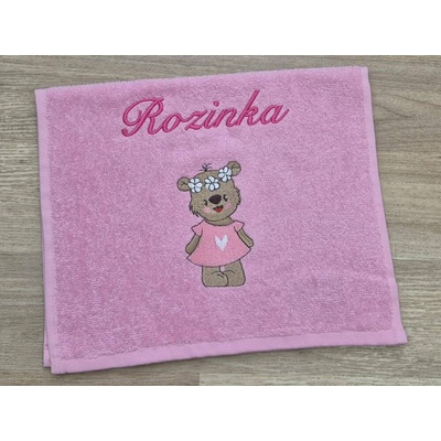 Povlečení Plus dětský ručník se jménem 30 x 50 cm medvídek růžový Rozinka