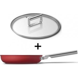 Smeg Тиган с капак smeg ckff2401rdm, 1.9 л, Ø24 см, Тефлоново покритие, До 250°c, Без pfas, Индукция, Червен (ckff2401rdm)