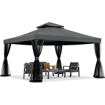 Garden Point Антрацитен градински павилион с мрежа против комари Валенсия 4x4 m Garden Point (GAP1131)