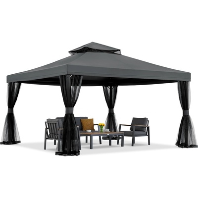 Garden Point Антрацитен градински павилион с мрежа против комари Валенсия 4x4 m Garden Point (GAP1131)