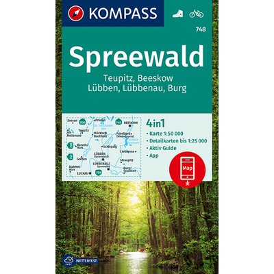 KOMPASS Wanderkarte 748 Spreewald, Teupitz, Beeskow, Lübben, Lübbenau, Burg 1:50.000