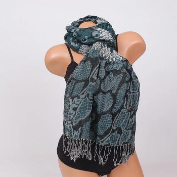 Image 1 of Дамски шал в петролен цвят с ефектни шарки