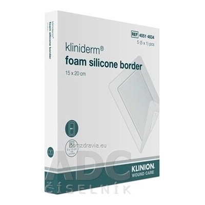 Kliniderm foam silicon border krytie penové silikónové sterilné 15 x 20 cm 5 ks