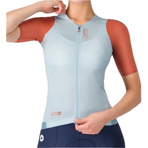 Castelli Дамска фланелка с къс ръкав за колоездене Castelli Women's Corretto Jersey Cycling jersey - Winter Sky / Hot Sauce (156-2744-0413)