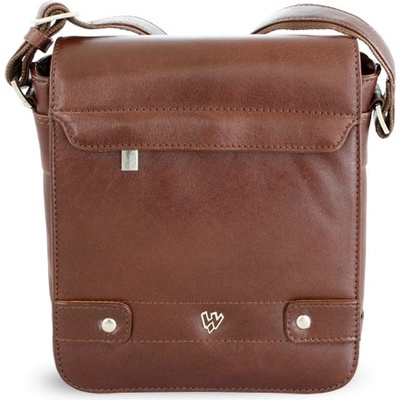 Malý hnědý pánský kožený crossbag s klopnou 215-1701-40