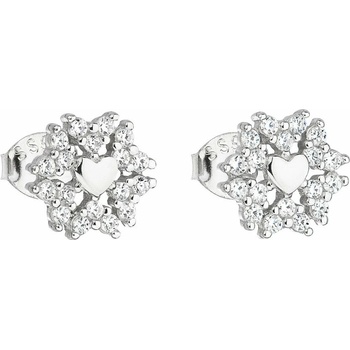 Evolution Group Strieborné náušnice so zirkónmi Srdce 11128.1