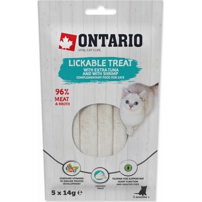 Ontario cat Pochúťka na lízanie tuniak s krevetami 5 x 14 g