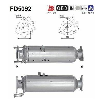 Filter sadzí/pevných častíc výfukového systému AS FD5092 FD5092