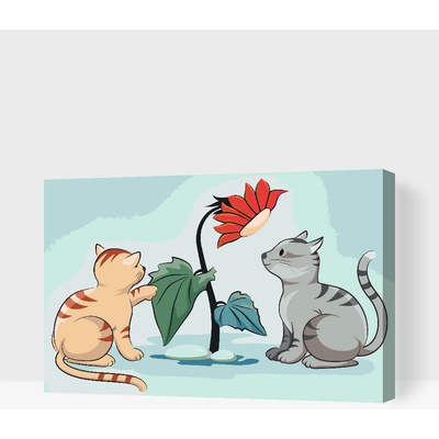 Vymalujsisam.cz Malování podle čísel Kočky a květina Velikost 40 x 60 cm Rámování Na kartonové desce