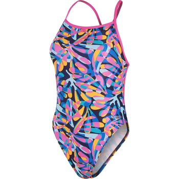 Speedo Бански костюм Speedo Club Training Placement Digital V-Back Swimsuit - Blue/Mango