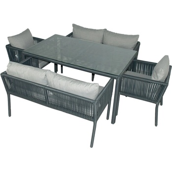 Floriane Garden Сив градински комплект за хранене от изкуствен ратан за 6 души Vera 2 - Floriane Garden (134JML1206)