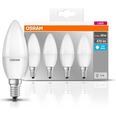 Osram sada 4x LED žárovka E14, Candle, 5,5W, 470lm, 4000K, neutrální bílá