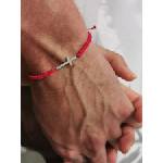  Мъжка гривна сребърен кръст с червен конец (МСГ 5) - kathrynbracelets - 36,83 лв