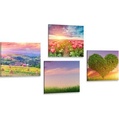 Set obrazů příroda v pastelových barvách - 4x 40x40