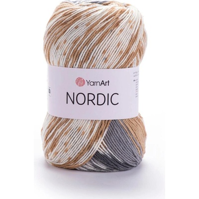 Yarn Art příze Nordic 657 karamelová, šedá a krémová