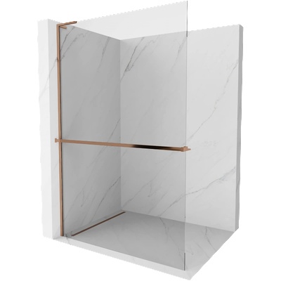 Mexen Kioto+ L душ преграда с рафт Walk-in 85 x 200 см, прозрачен, розово злато - 800-085-123-60-00 (800-085-123-60-00)