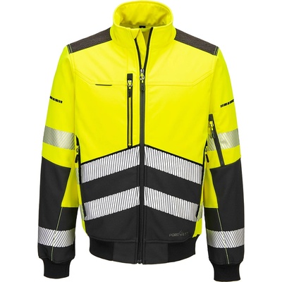 Portwest hi-vis ev4 ev468 / Мъжко софтшел бомбър яке - жълто/черно s (ev468ybrs)