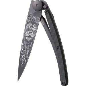 DEEJO 1gc106 tattoo black carbon / Ултралеко джобно ножче с карбонова дръжка и татуировка (1gc106)