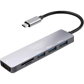 Earldom Докинг станция Earldom ET-W18, Type-C към 3xUSB 3.0, SD, MicroSD, HDMI, Сив - 40232 (40232)