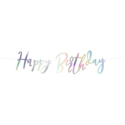 Banner Happy Birthday duhový 16,5x62 cm – Sleviste.cz