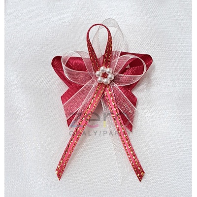 Vonička (vývazek) svatební - malinová-zlatá s perlovým květem