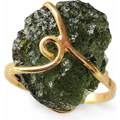 Vltavín Moldavite Zlatý prsten s vltavínem P27 0014