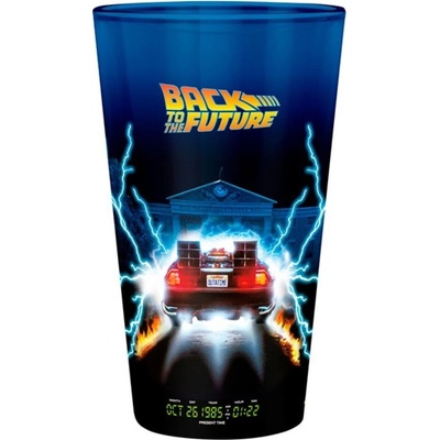 CurePink Sklenice Back to the future Návrat do budoucnosti DeLorean ABYVER161 400 ml