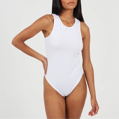 Brave Soul Дамска фланелка Brave Soul Womens Soft Jersey Racer Back Bodysuit - White