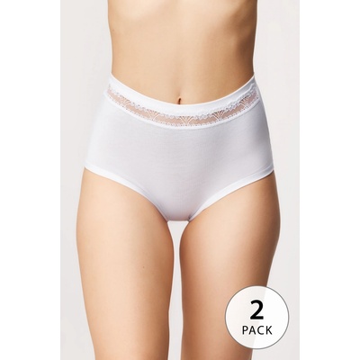 COTONELLA 2 PACK klasických vyšších nohavičiek Sofia biela