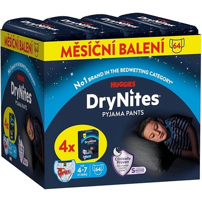 DryNites pro chlapce JUMBO box 4-7let/17-30kg/4x16ks