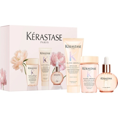 Kérastase Gloss Absolu Oil Spring Set Bain Hydra Gloss šampón 80 ml + Fondant Hydra Gloss kondicionér 75 ml + Glaze Drops rozjasňujúci olej 45 ml